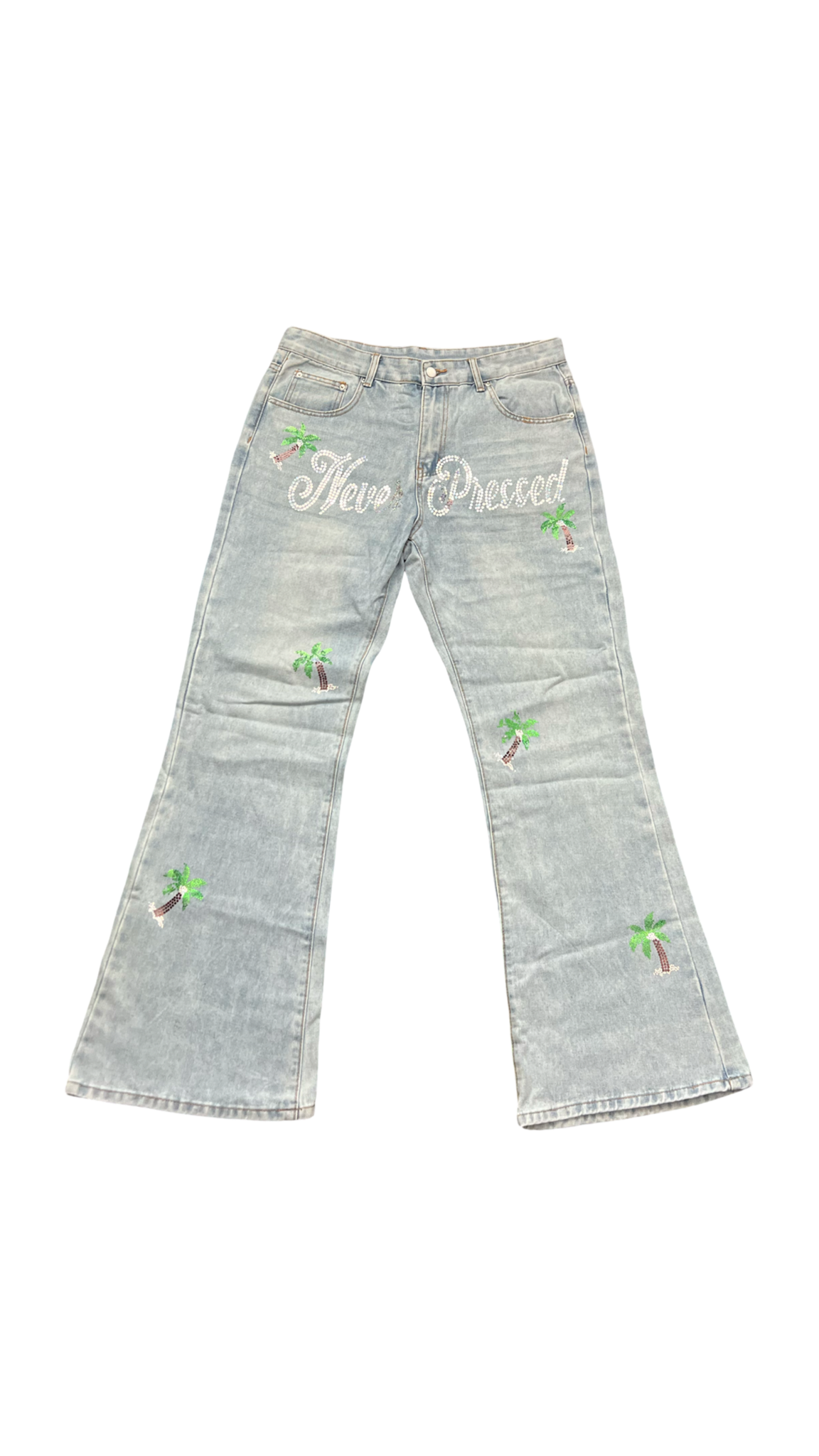 Blinged Palm Flare Denims